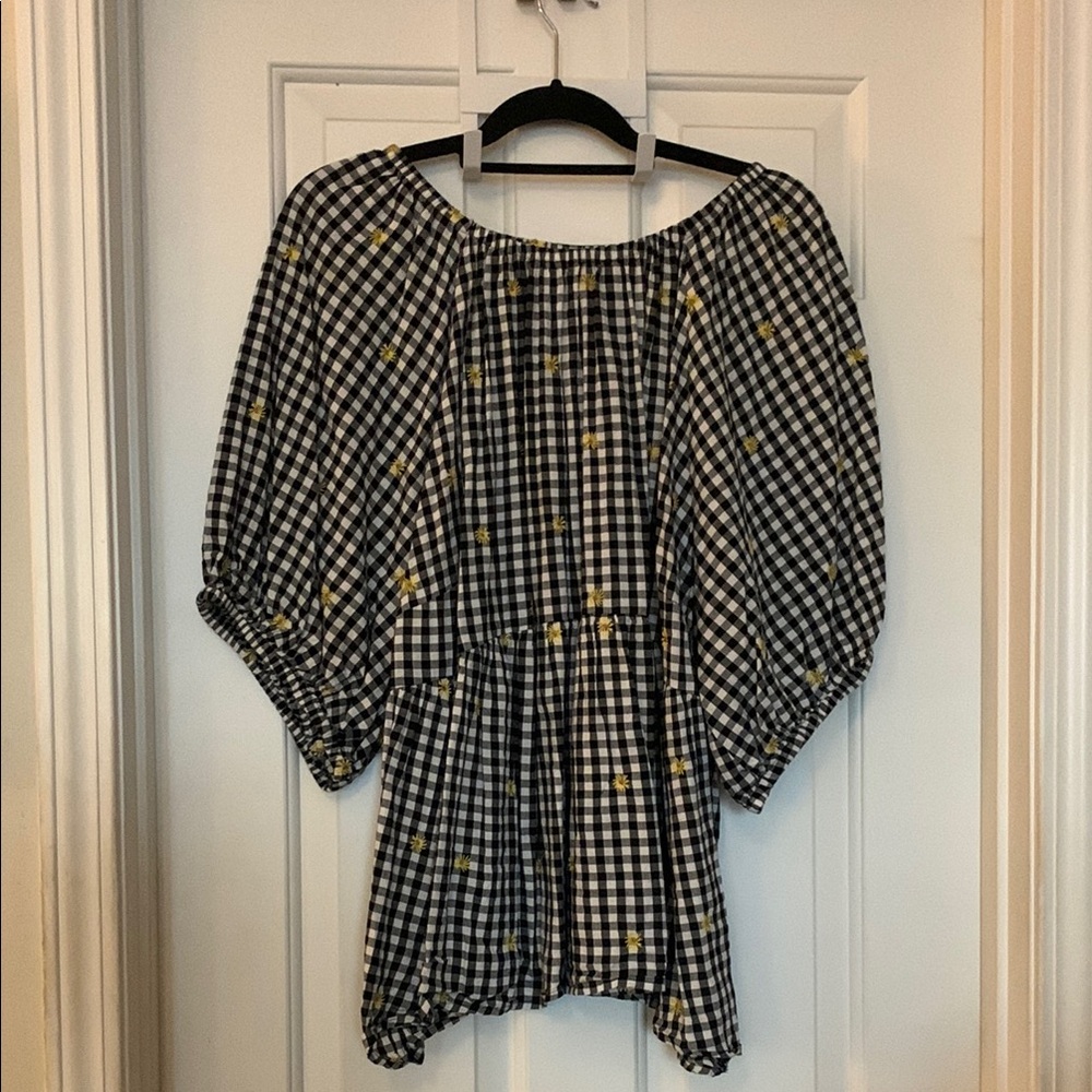 Black and White Gingham Women's Top